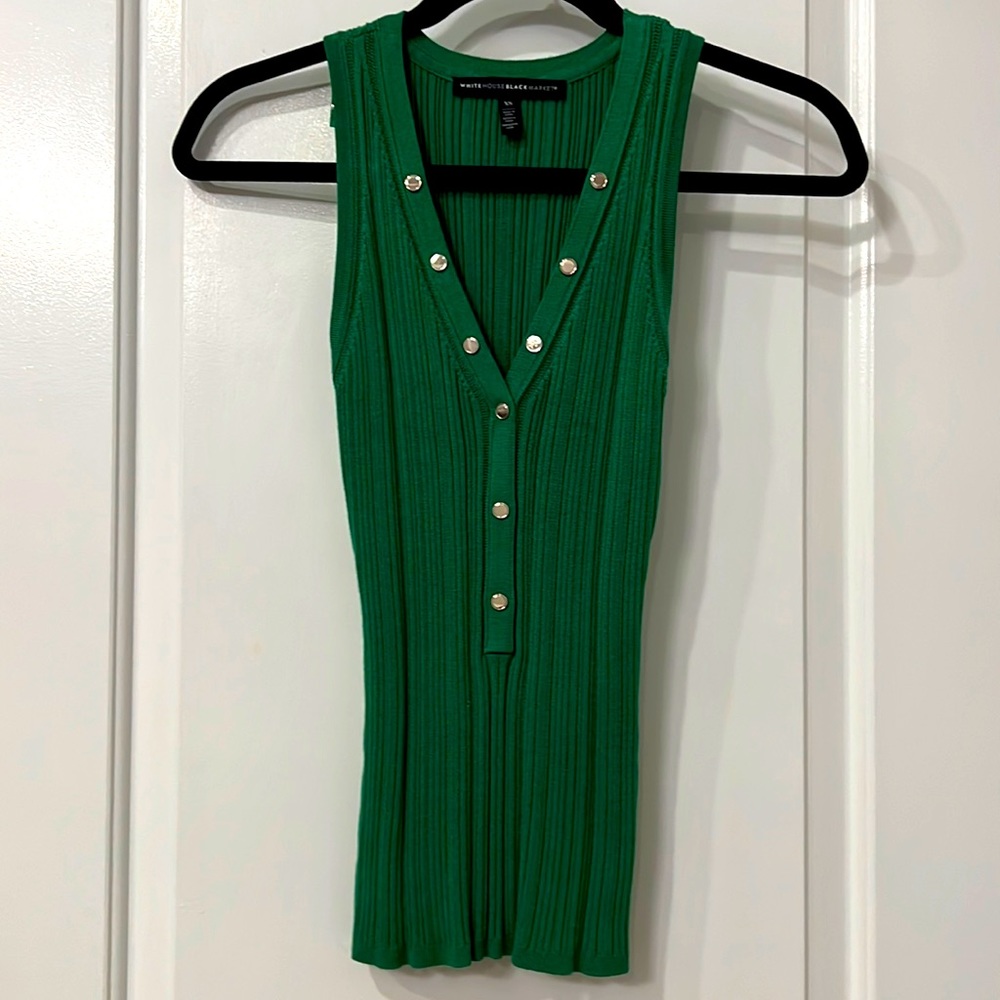 White House Black Market XS Green Sweater Tank Top